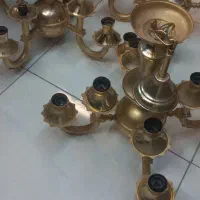 فروش لوستر طلایی طرح برنجی درحد نو|لوستر و چراغ آویز|شاهینشهر, دانشگاه آزاد شاهین شهر|دیوار