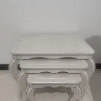 فروش میز عسلی ۳ تایی سفید منبت کاری شده