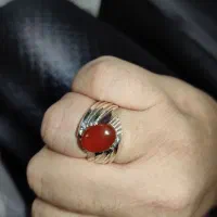 انگشتر نقره دست‌ساز عقیق یمنی