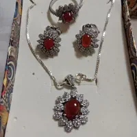 ست نقره عقیق کبدی۹۲۵ اصل نو نو و مناسب روز مادر|جواهرات|نیشابور, گنبد سبز|دیوار