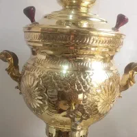 سماور برنجی زغالی ساده طرح دار آینه ۱۰ لیتری|صنایع دستی و سایر لوازم تزئینی|رباط‌کریم, شترخوار|دیوار