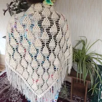 اشارپ دست بافت رنگ کرم دوعددموجود