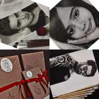 طراحی چهره  طراحی سیاهقلم سیاه قلم هدیه کادو نقاشی