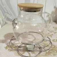 قوری شیشه ای با وارمر