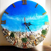 ساعت دیواری طرح دریا رزین کاری