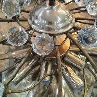 لوستر برنزی چسبیده به سقف کریستالی|لوستر و چراغ آویز|تهران, سازمان برنامه جنوبی|دیوار