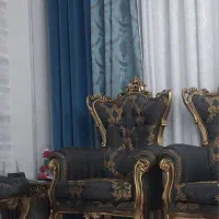 دوعدد والان مخمل ساده آبی در حد نو پانچ شده