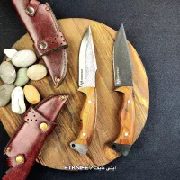 چاقو شکاری دراگون فولاد آهنبردستساز زنجان+غلاف چرم