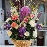 گلدان سرامیکی + گلهای مصنوعی