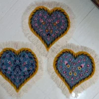 زیرتلفنی دستبافت نایین طرح قلب|فرش|نائین, |دیوار