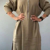 پیراهن بافت بغل چاکدار نیم زیپ زنانه ودخترانه