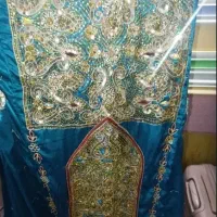 لباس زیبای بنارسی مجلسی سبز کله غازی