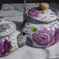 کتری و قوری لعابی آک با قوطی