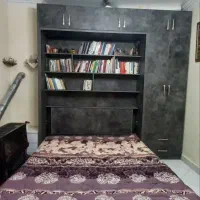 تخت تاشو دو نفره بهمراه کمد، انباری‌بالا وکتابخانه