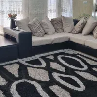 فرش ۶ متری مدرن‌ طوسی مشکی
