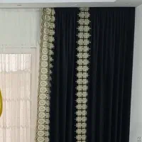 دستک پرده سورمه ای سیر(مخمل)در طبرسی شمالی