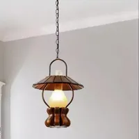 چراغ آویز لوستر چوبی