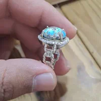انگشتر نقره زنانه با نگین فیروزه نیشابور|جواهرات|اهواز, زرگان|دیوار
