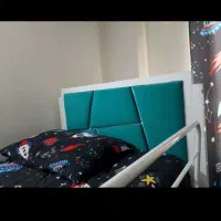 تخت 2 طبقه سفید آبی|تخت و سرویس خواب|گلبهار, شهر جدید گلبهار|دیوار