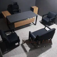 مبل اداری مدرن پایه فلزی محکم صندلی توری میز