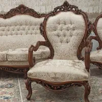 مبل تمام چوب گردو با کاور ژله ای نو و استفاده نشده