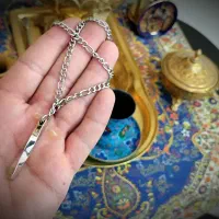 زنجیر پلاک گردنی استیل طرح مکعب عشق موج دار مردانه