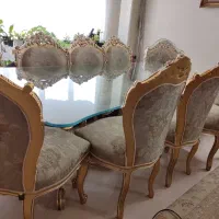 میزنهارخوری ده نفره  تمام چوب  با پارچه  ترک