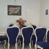 میز نهارخوری 8 نفره سلطنتی سفید و سرمه‌ای