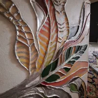 تابلو رزینی نقره کوب بسیار زیبا طرح برگ