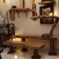 میز دوتیکه تلویزیون چوب طبیعی زیتون