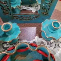 ست هفت سین شب چله ای سفالی آینه پتینه کاری نو|صنایع دستی و سایر لوازم تزئینی|تهران, مینای جنوبی|دیوار