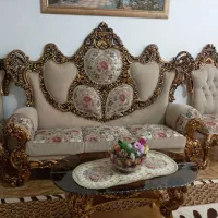 مبل سلطنتی ۹ نفره نسکافه ای رنگ کلاف بزرگ|مبلمان خانگی و میز عسلی|کرمانشاه, |دیوار