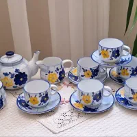سرویس ۱۷ پارچه چایخوری گل پنبه ای قدیمی|ظروف سرو و پذیرایی|تهران, مسعودیه|دیوار