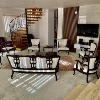 مبل و نهارخوری ست ۹ نفره کرم تمیز و شیک