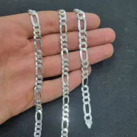 ست زنجیر و دستبند نقره مردانه مدل فیگارو