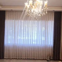 پرده حریر با دو عدد والان مخمل طوسی