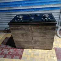 گاز پنج شعله رومیزی با کابینت زیرش