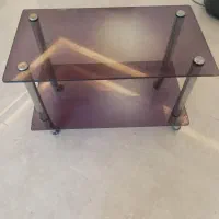 میز شیشه ای دودی دوطبقه