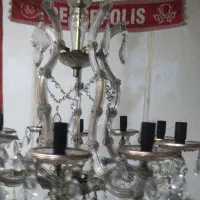 لوستر 10 شاخه کریستال بدنه برنجی