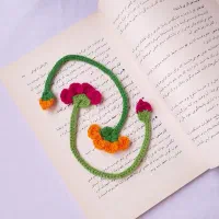 بوکمارک گل و غنچه،نشانگر کتاب،دست‌ساز،بافتنی