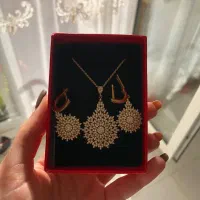 نیم ست طرح خورشید نقره ابکاری طلا|جواهرات|کرج, باغستان|دیوار