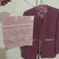 کت و شلوار مجلسی شیک به همراه تاپ و روسری ست