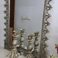 آینه وشمعدان نقره ای شیک|آینه|قزوین, |دیوار