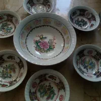 فنجان گل پنبه نو، نعلبکی نو، دیس، سه تیکه انتیک|ظروف سرو و پذیرایی|اردبیل, |دیوار