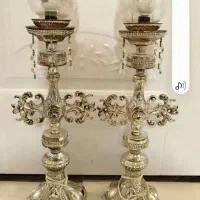 دوعدد شمعدان فلزی   قدیمی برنز