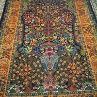 فرش دستباف مشهد نقشه کرمان چله ابریشم گل ابریشم نو