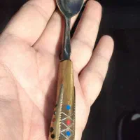 قاشق نقره دسته شاخ دوره قاجاری یه مقدار سنگ کهنه