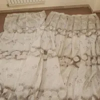 دوتا پرده خوشگل  نقره ای  شاین دار با دوخته پلیسه