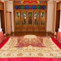 لحاف کرسی طرح یلدا قرمز مدل پشتی تخت سنتی