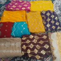 پارچه حریر سنگ دوز شده